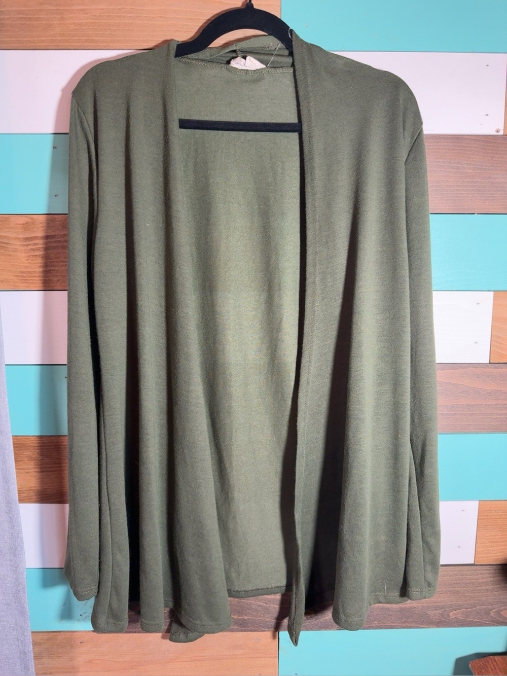 Olive Green Open-Front Women's Cardigan